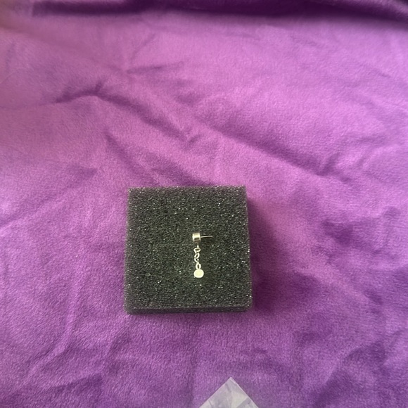 Neometal dangle bezel Threadless earrings. - Picture 3 of 5